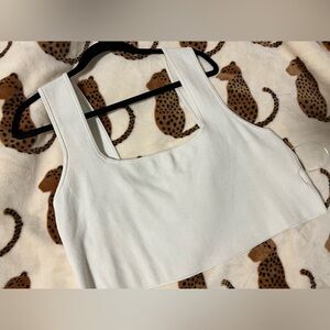 Plus size ivory square neck crop top